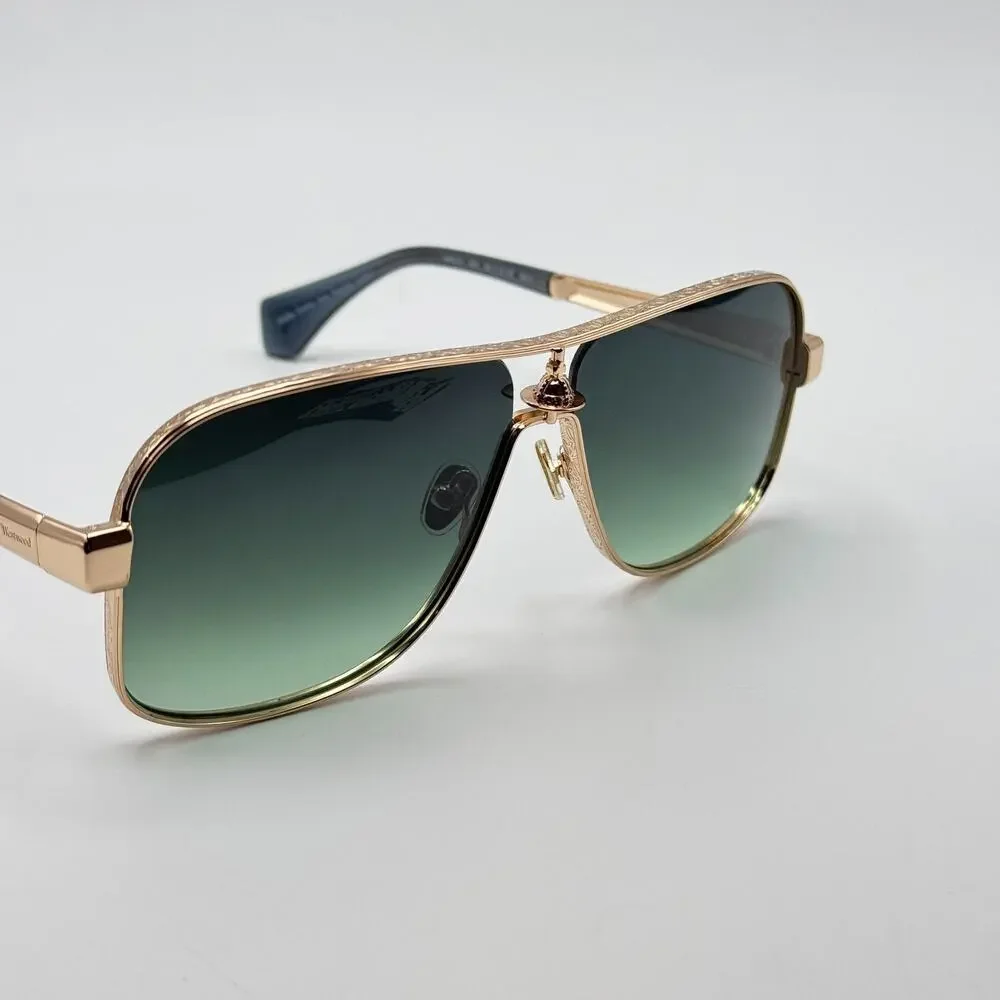 Vivienne Westwood Sunglasses Keith VW5101 400 Gold Aviator Green Gradient Lens